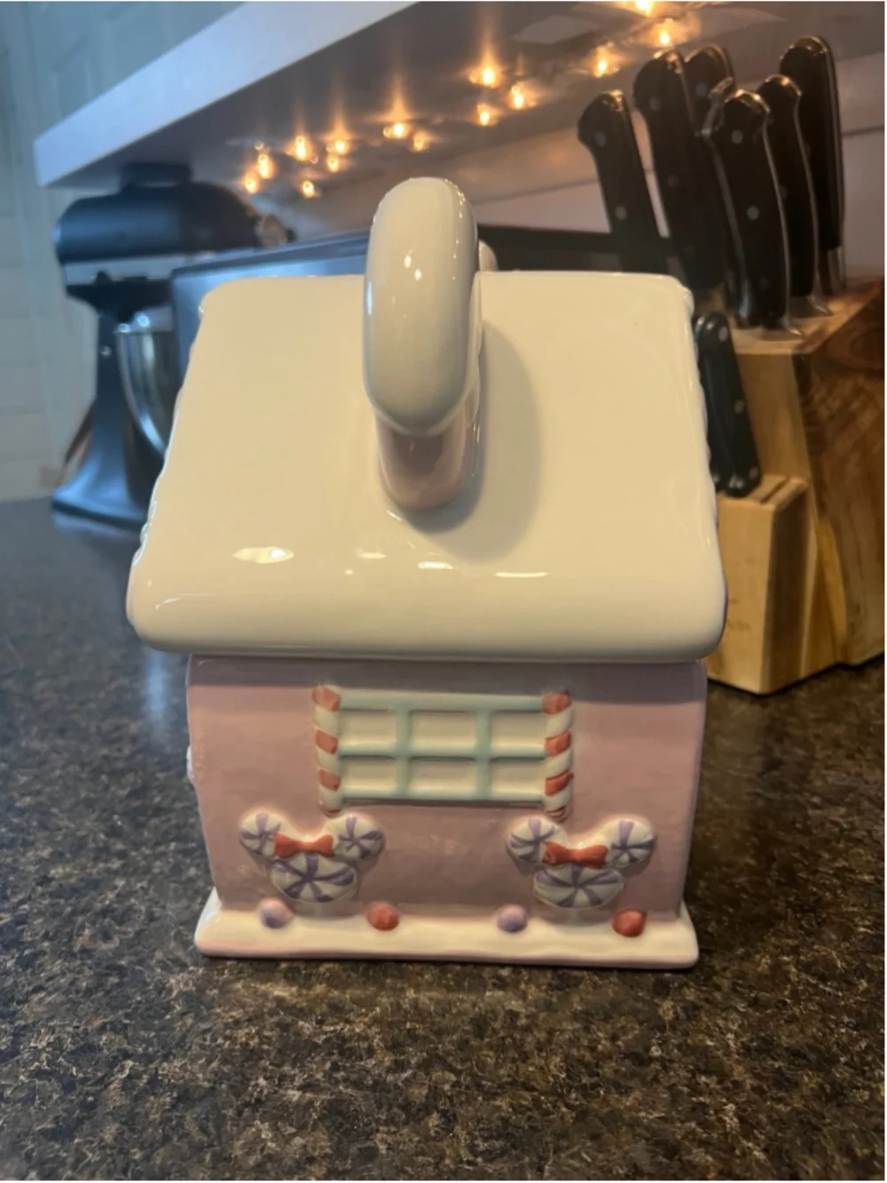 New Christmas Disney Minnie Mouse Gingerbread House Cookie Jar Canister
